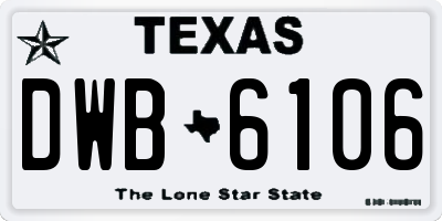 TX license plate DWB6106