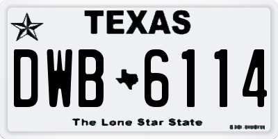 TX license plate DWB6114