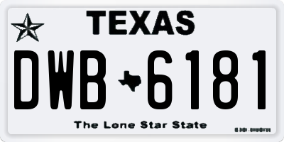 TX license plate DWB6181