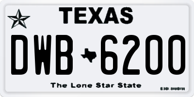 TX license plate DWB6200