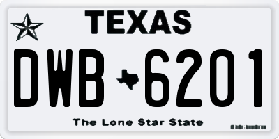 TX license plate DWB6201