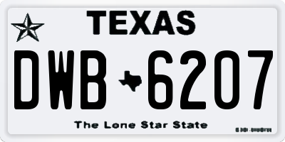 TX license plate DWB6207