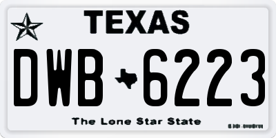 TX license plate DWB6223
