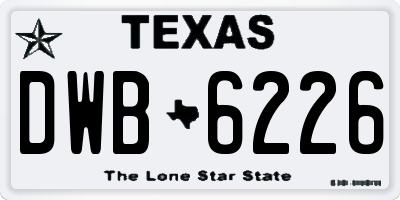 TX license plate DWB6226