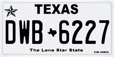 TX license plate DWB6227