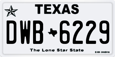 TX license plate DWB6229