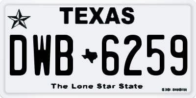 TX license plate DWB6259