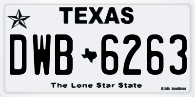 TX license plate DWB6263