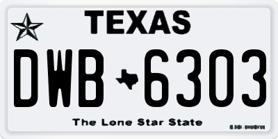 TX license plate DWB6303