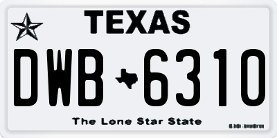 TX license plate DWB6310