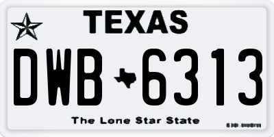 TX license plate DWB6313