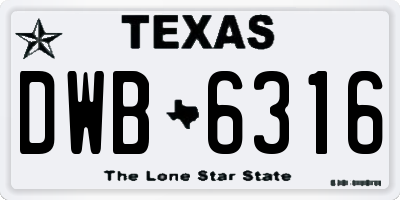 TX license plate DWB6316