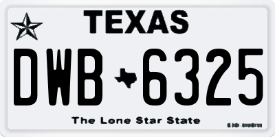 TX license plate DWB6325