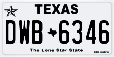 TX license plate DWB6346
