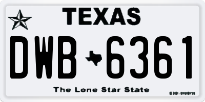 TX license plate DWB6361