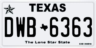 TX license plate DWB6363