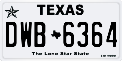 TX license plate DWB6364