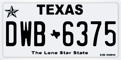 TX license plate DWB6375