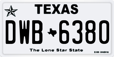 TX license plate DWB6380