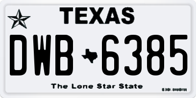 TX license plate DWB6385