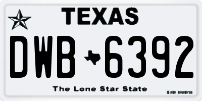 TX license plate DWB6392