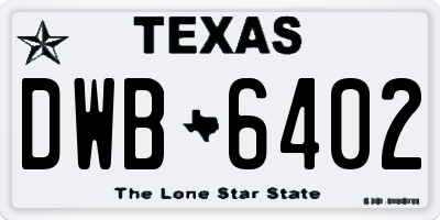 TX license plate DWB6402