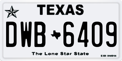 TX license plate DWB6409