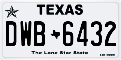TX license plate DWB6432
