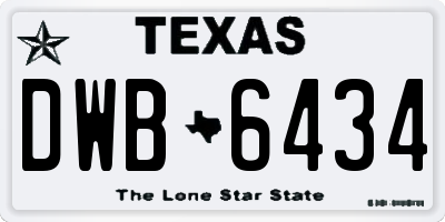 TX license plate DWB6434