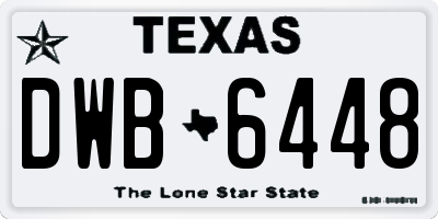 TX license plate DWB6448