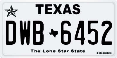 TX license plate DWB6452