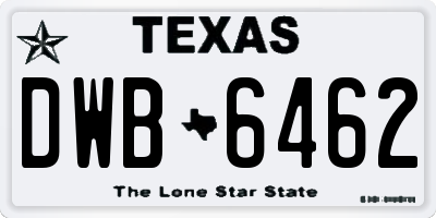 TX license plate DWB6462