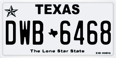 TX license plate DWB6468