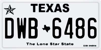 TX license plate DWB6486