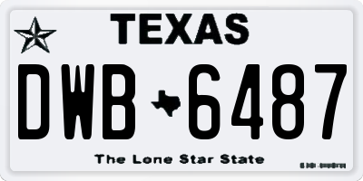 TX license plate DWB6487