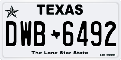 TX license plate DWB6492