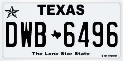 TX license plate DWB6496
