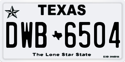TX license plate DWB6504