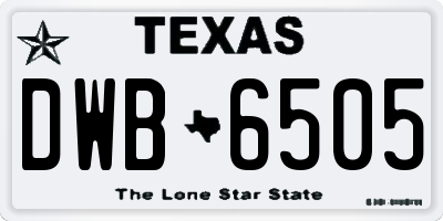 TX license plate DWB6505