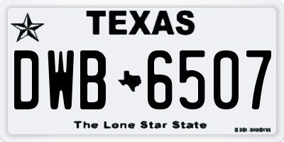 TX license plate DWB6507