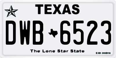 TX license plate DWB6523