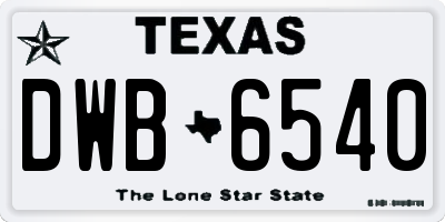 TX license plate DWB6540