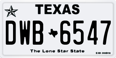 TX license plate DWB6547