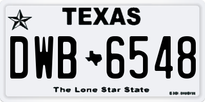 TX license plate DWB6548
