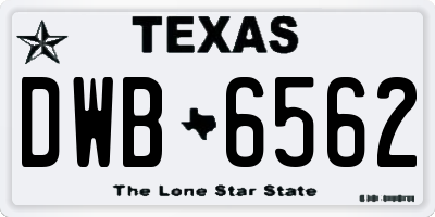 TX license plate DWB6562