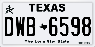 TX license plate DWB6598