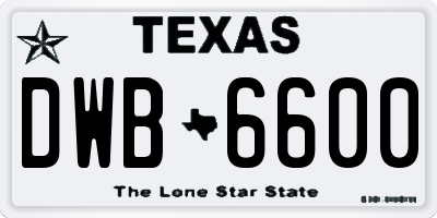 TX license plate DWB6600