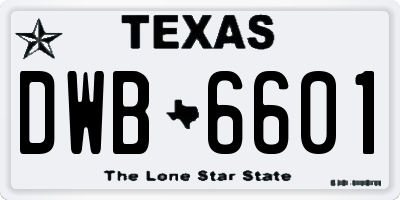 TX license plate DWB6601