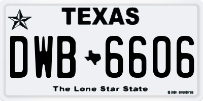TX license plate DWB6606