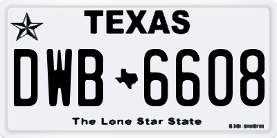 TX license plate DWB6608